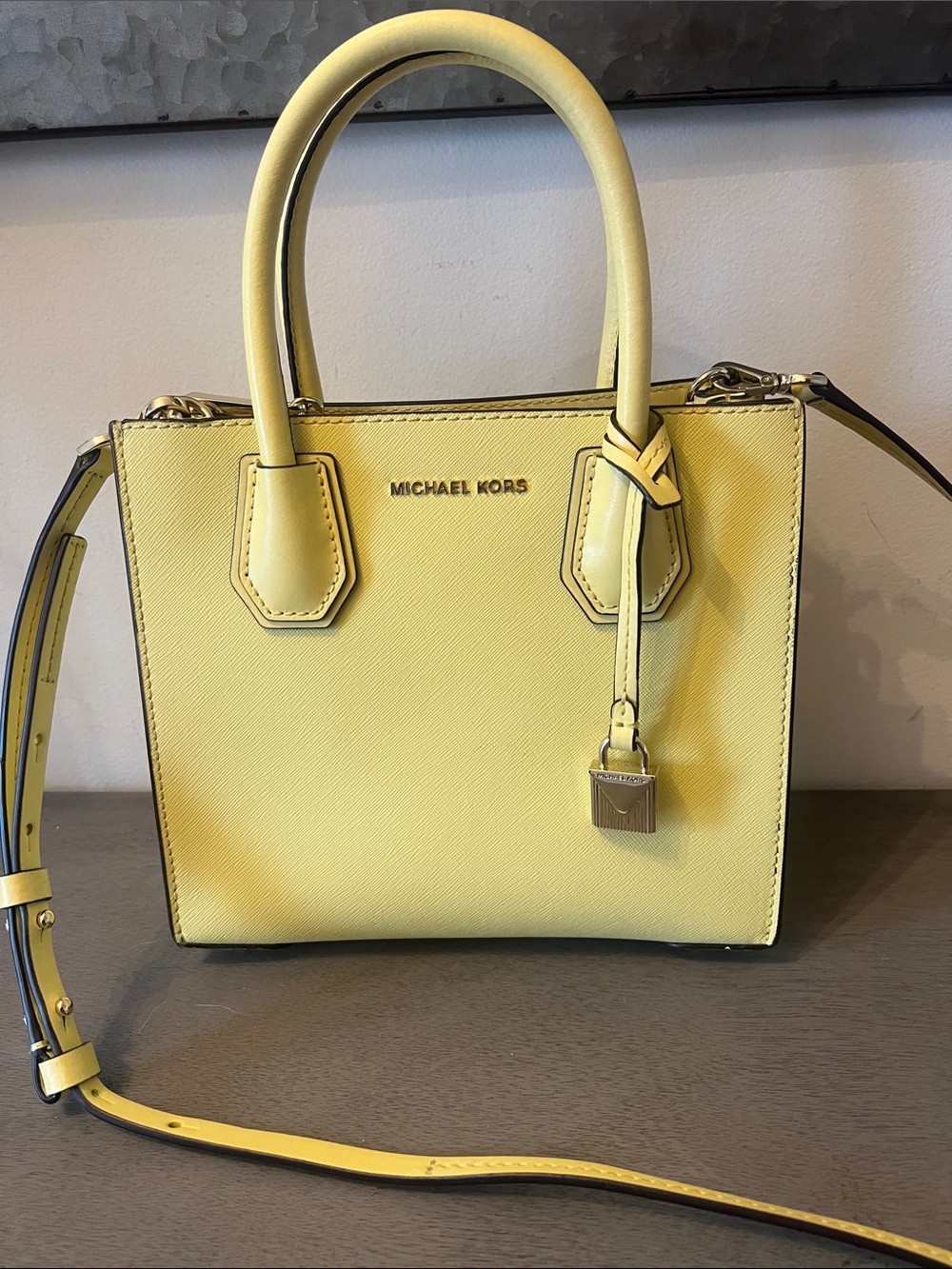 Michael Kors Yellow Saffiano Leather Mini Satchel